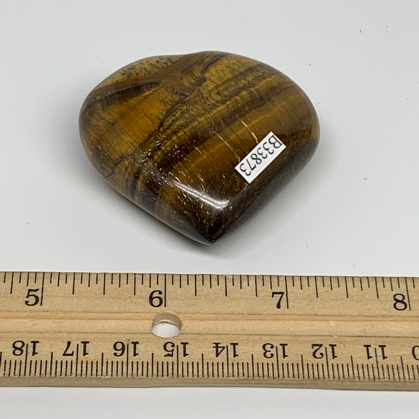 82.8g, 2"x2.1"x0.8", Tiger's Eye Heart Polished Healing Crystal @India, B33873