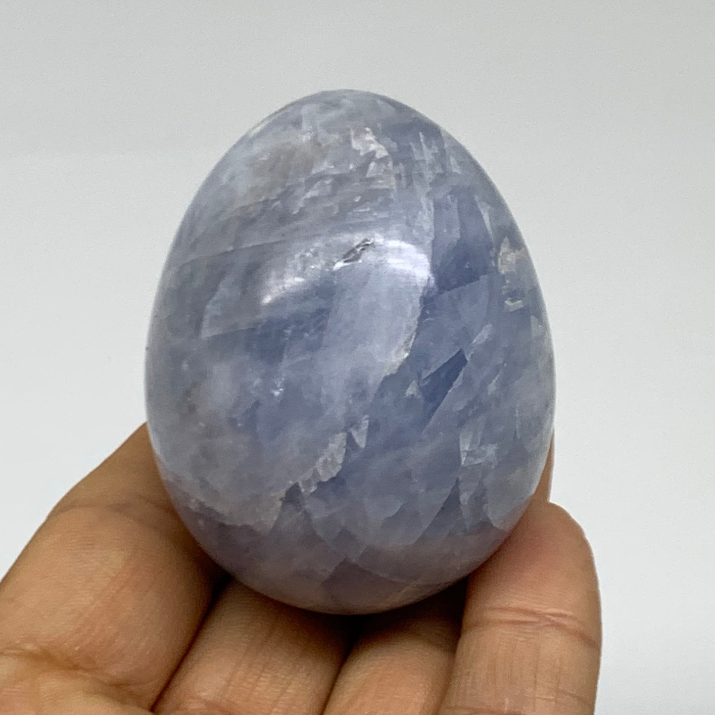 146.4g, 2.2"x1.7", Natural Blue Calcite Egg Polished Crystal @Madagascar, B38400