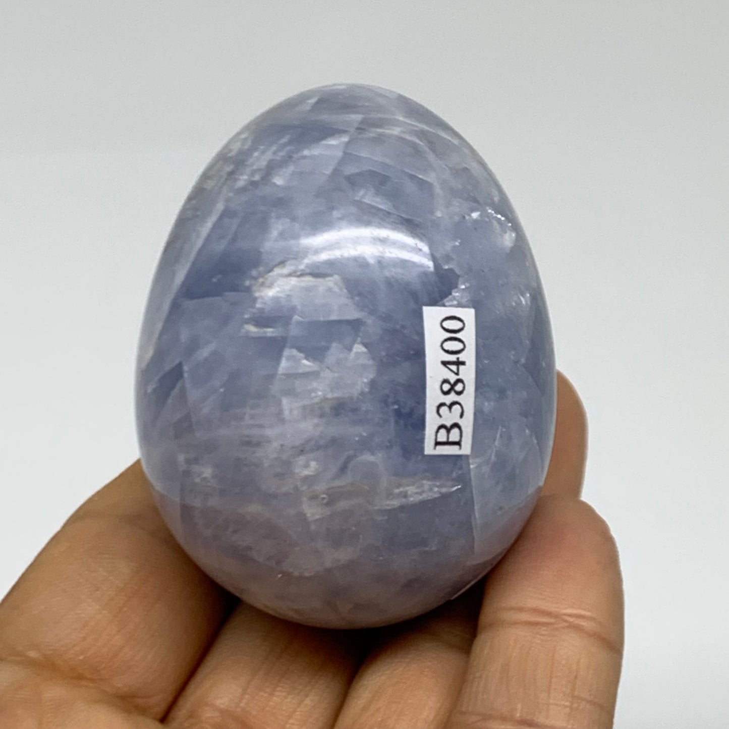 146.4g, 2.2"x1.7", Natural Blue Calcite Egg Polished Crystal @Madagascar, B38400