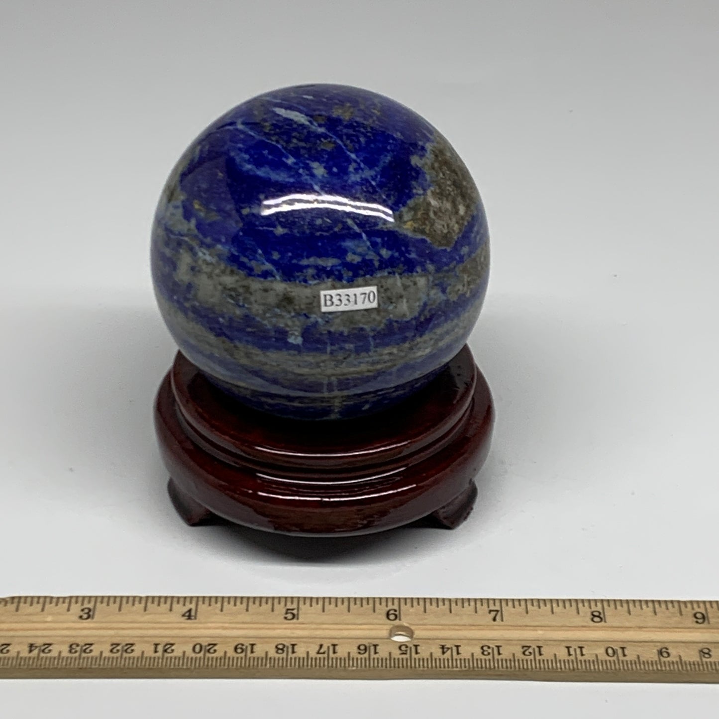 2.29 lbs, 3.4" (86mm), Lapis Lazuli Sphere Ball Gemstone @Afghanistan, B33170