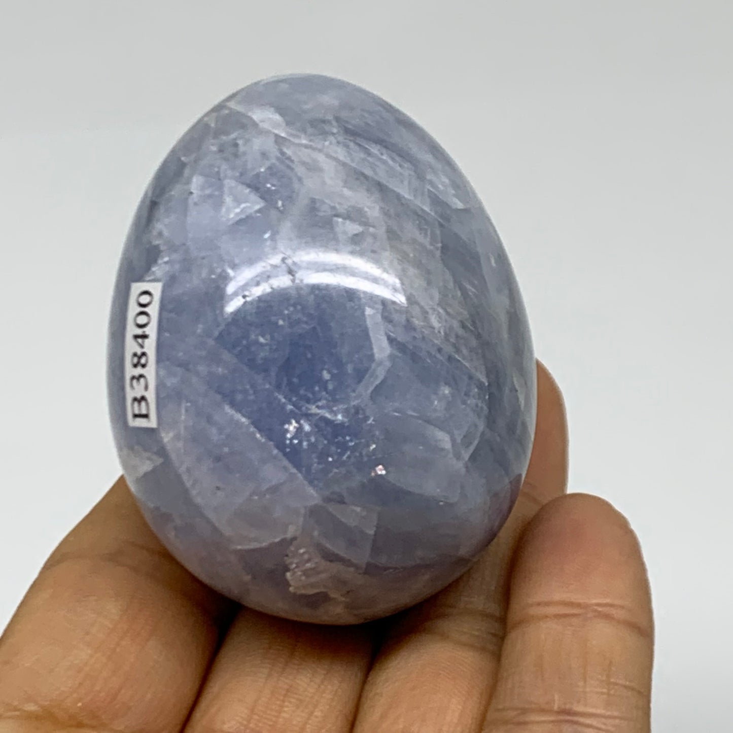 146.4g, 2.2"x1.7", Natural Blue Calcite Egg Polished Crystal @Madagascar, B38400