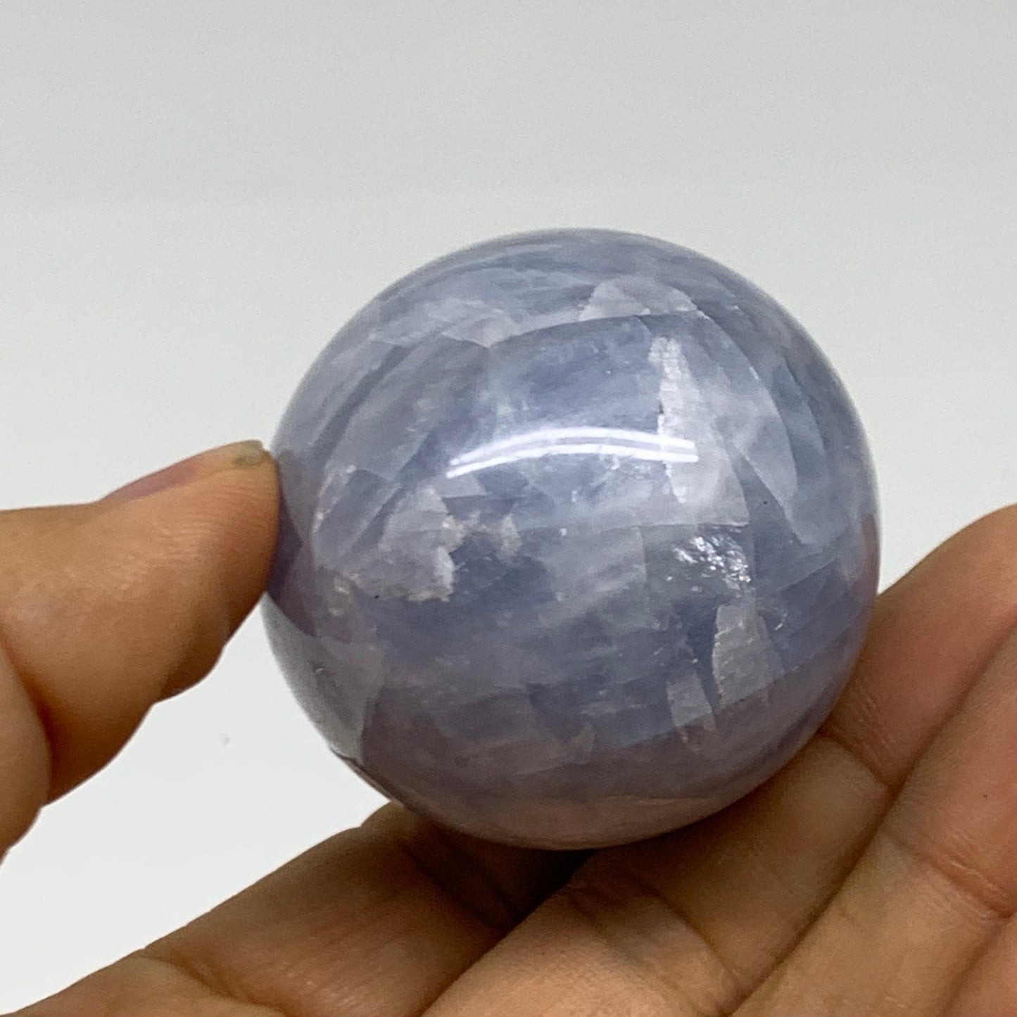146.4g, 2.2"x1.7", Natural Blue Calcite Egg Polished Crystal @Madagascar, B38400
