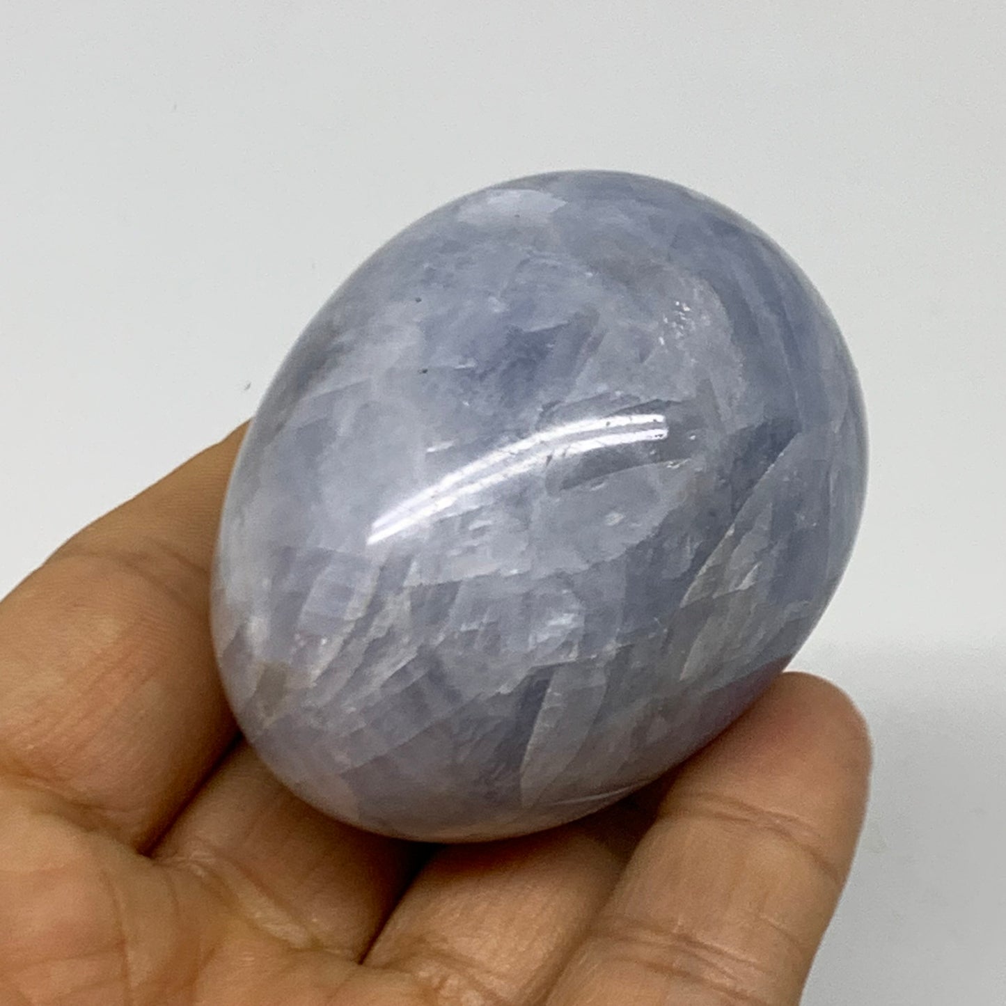 146.4g, 2.2"x1.7", Natural Blue Calcite Egg Polished Crystal @Madagascar, B38400