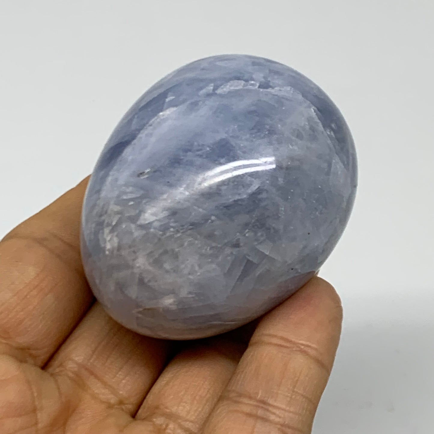 146.4g, 2.2"x1.7", Natural Blue Calcite Egg Polished Crystal @Madagascar, B38400