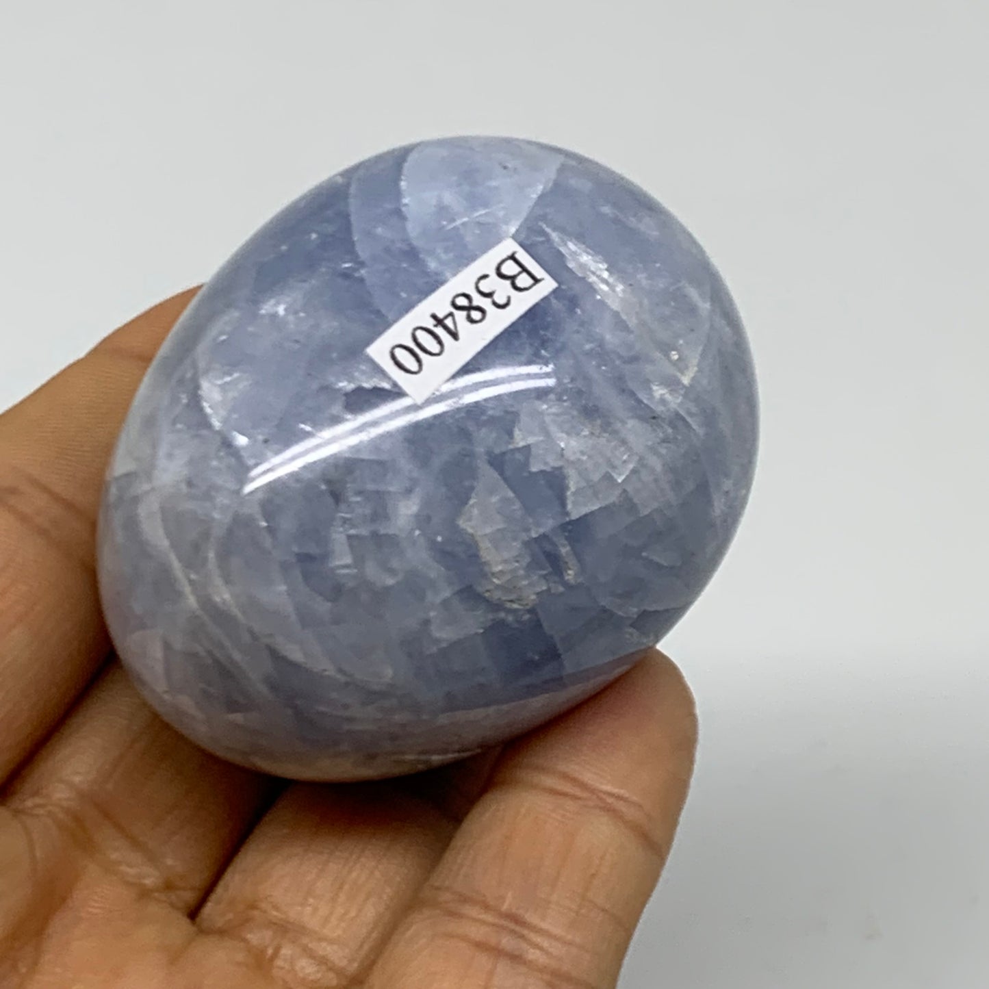 146.4g, 2.2"x1.7", Natural Blue Calcite Egg Polished Crystal @Madagascar, B38400