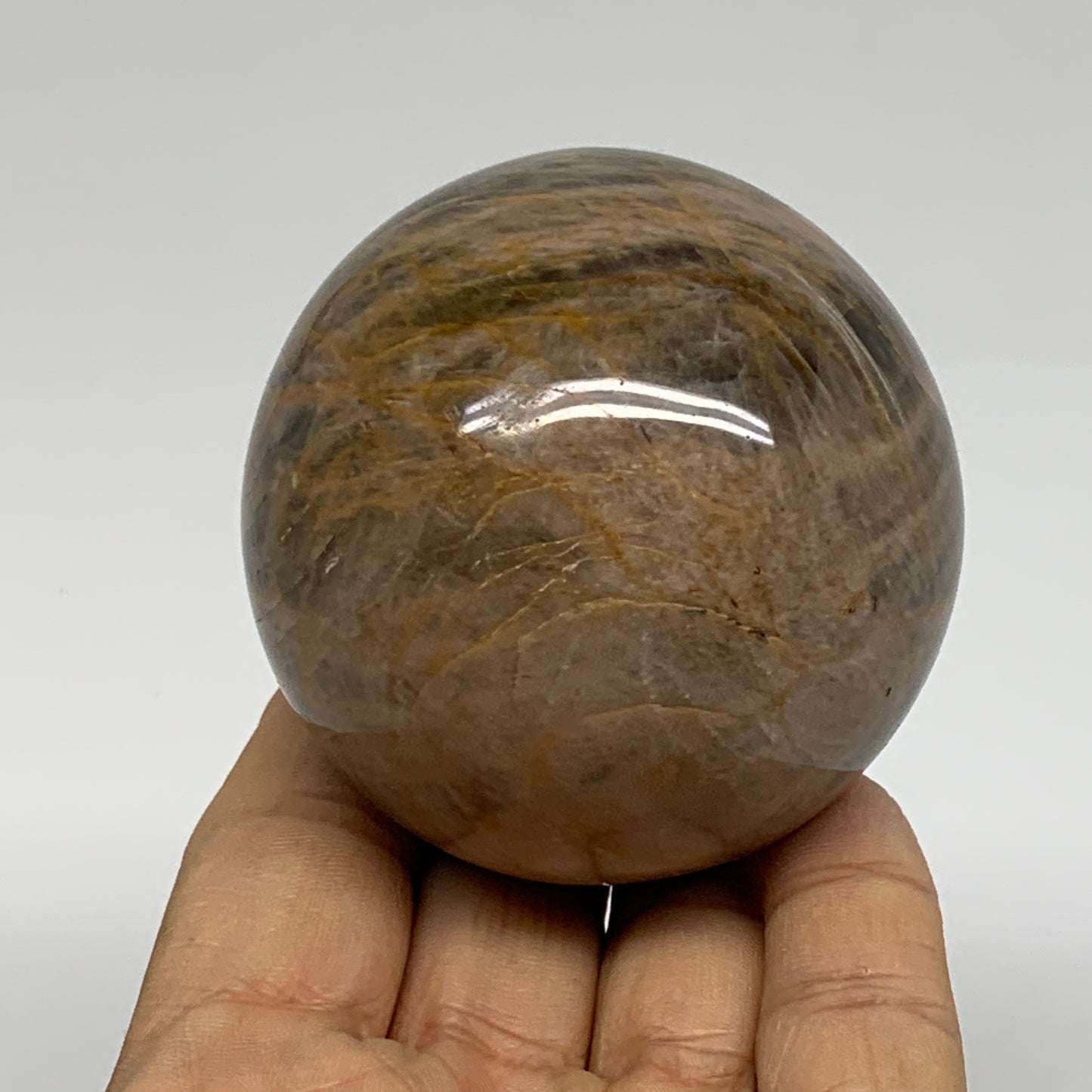 0.69 lbs, 2.4"(62mm), Black Moonstone Sphere Ball Gemstone Polished, B37536