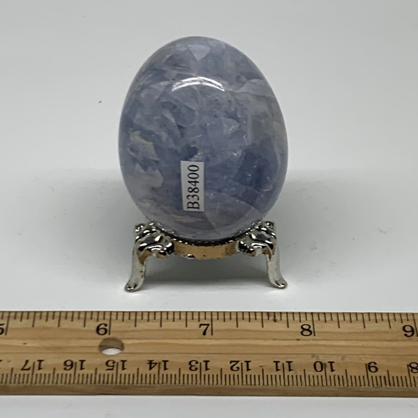 146.4g, 2.2"x1.7", Natural Blue Calcite Egg Polished Crystal @Madagascar, B38400