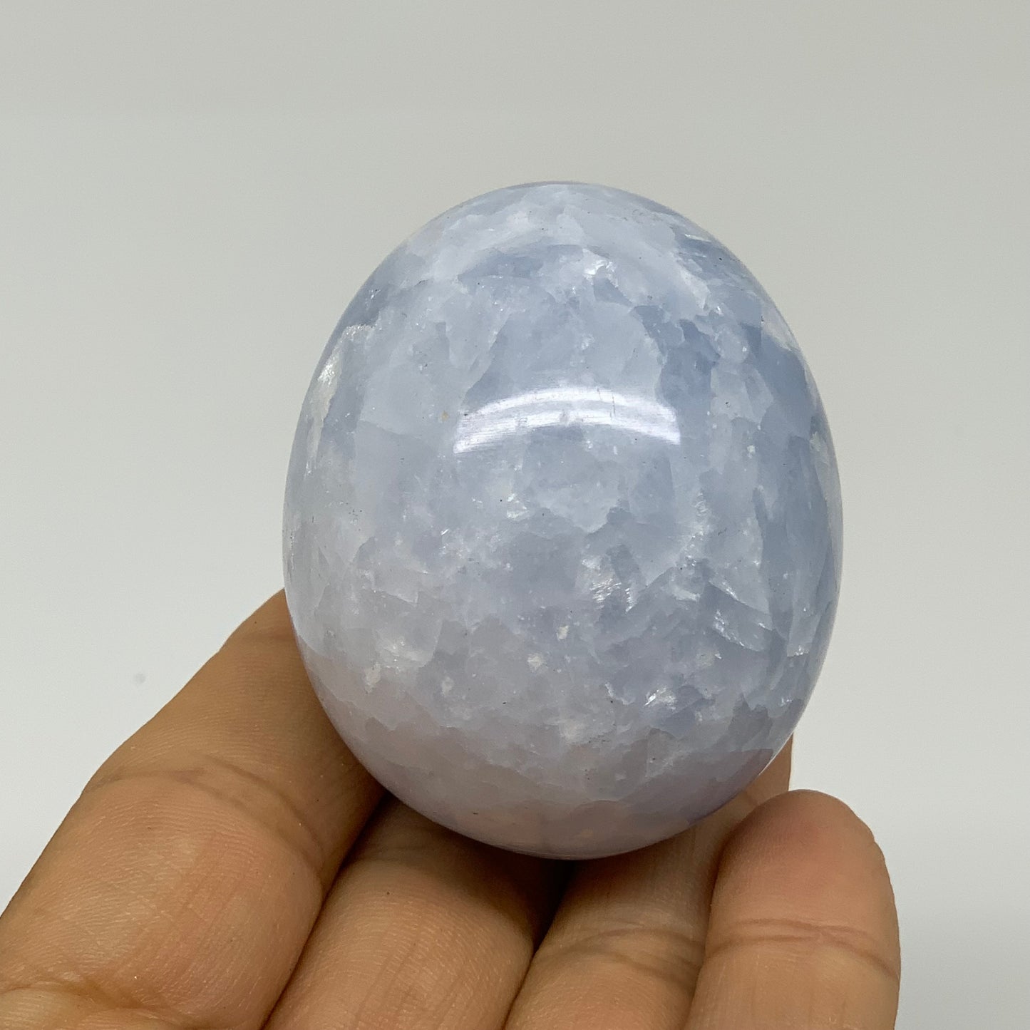 132.9g, 2"x1.7", Natural Blue Calcite Egg Polished Crystal @Madagascar, B38401
