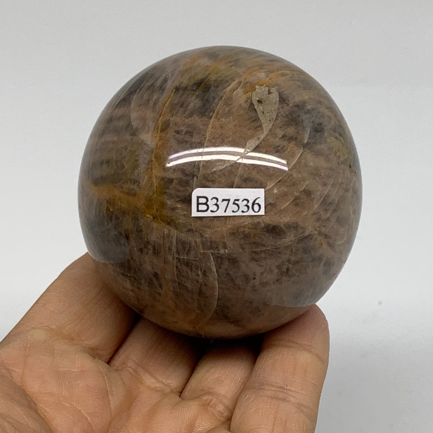 0.69 lbs, 2.4"(62mm), Black Moonstone Sphere Ball Gemstone Polished, B37536