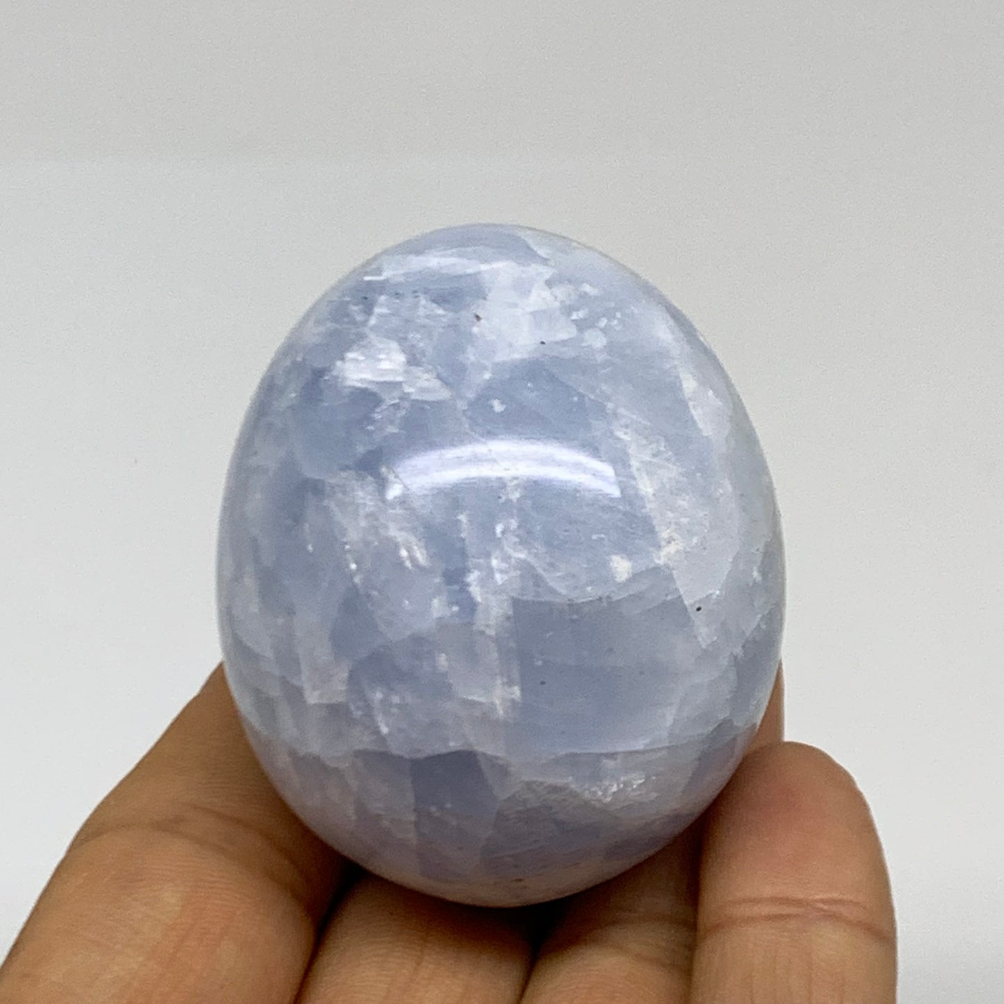 132.9g, 2"x1.7", Natural Blue Calcite Egg Polished Crystal @Madagascar, B38401