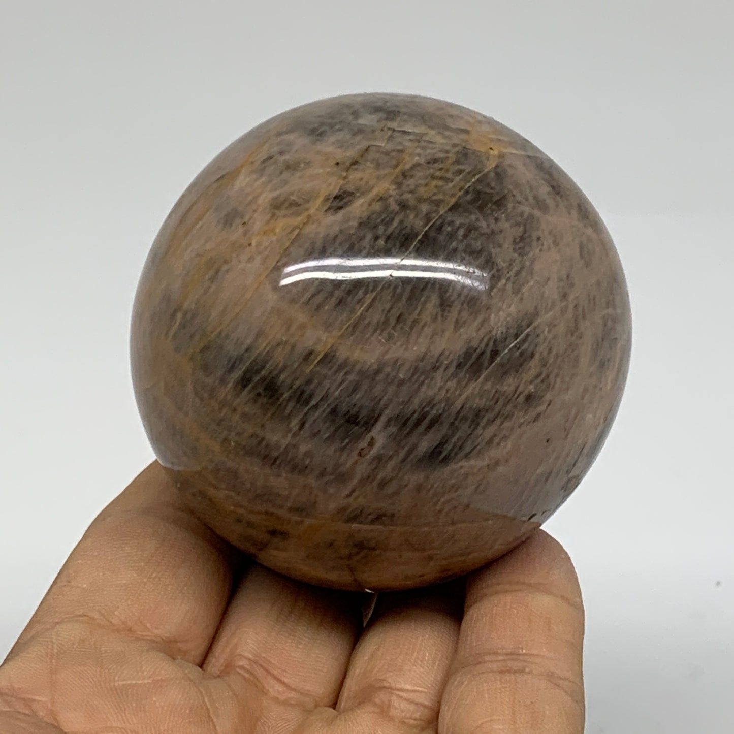 0.69 lbs, 2.4"(62mm), Black Moonstone Sphere Ball Gemstone Polished, B37536