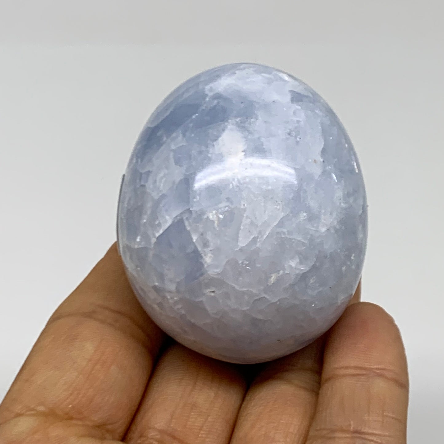 132.9g, 2"x1.7", Natural Blue Calcite Egg Polished Crystal @Madagascar, B38401