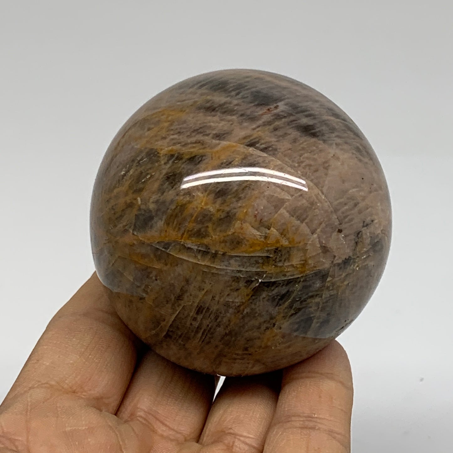 0.69 lbs, 2.4"(62mm), Black Moonstone Sphere Ball Gemstone Polished, B37536