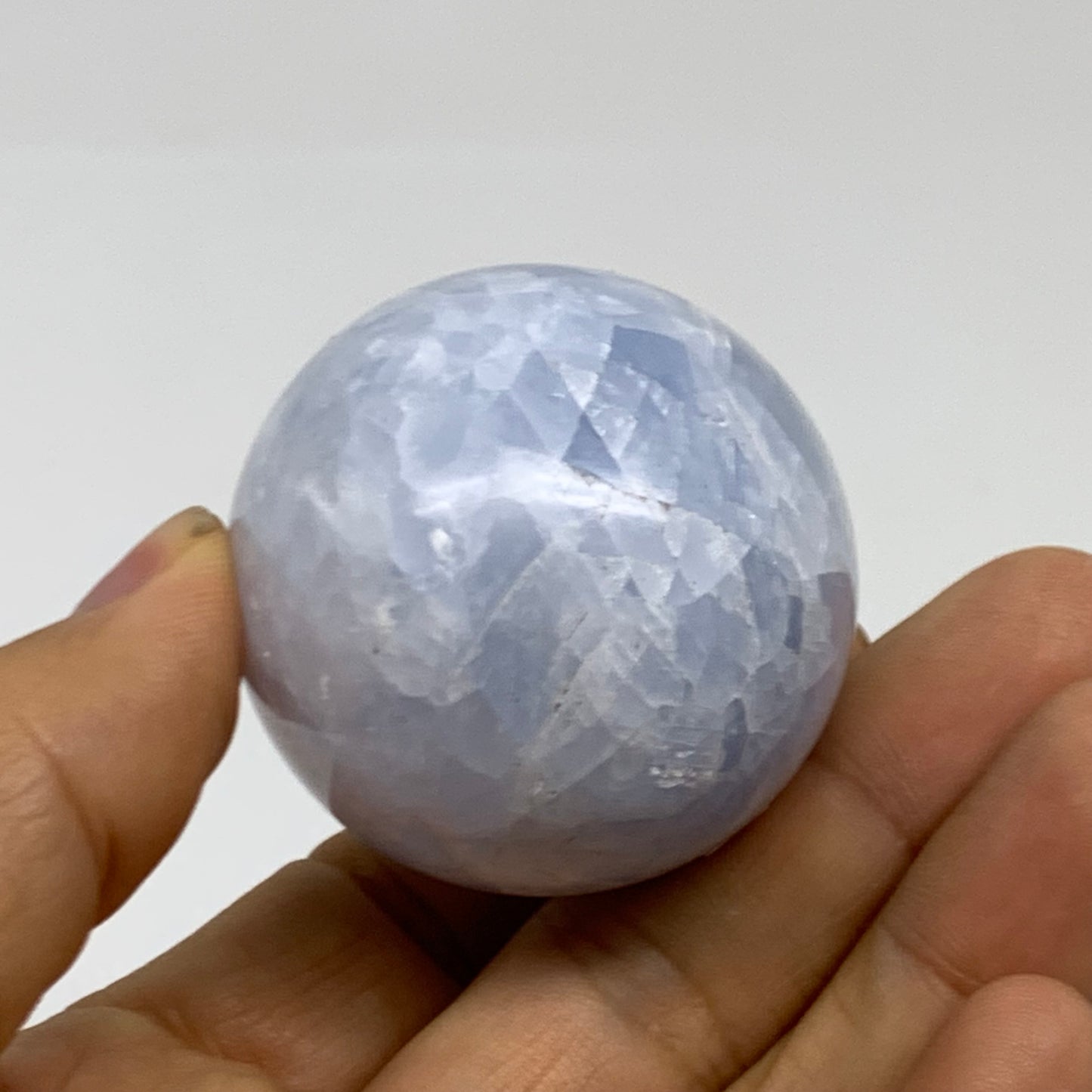 132.9g, 2"x1.7", Natural Blue Calcite Egg Polished Crystal @Madagascar, B38401