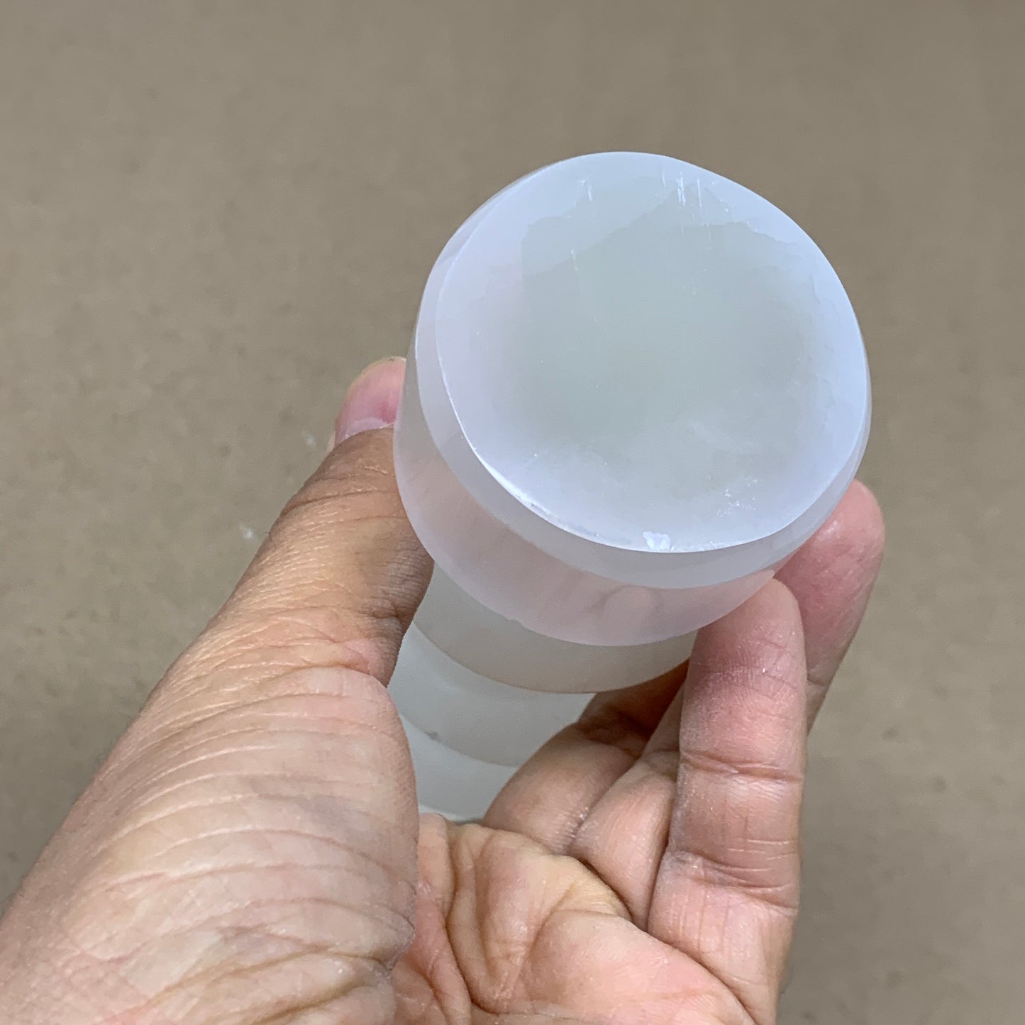 0.98 lbs.,7.25"x2", Selenite Spiral Crystal Tower Wand Point, B36621