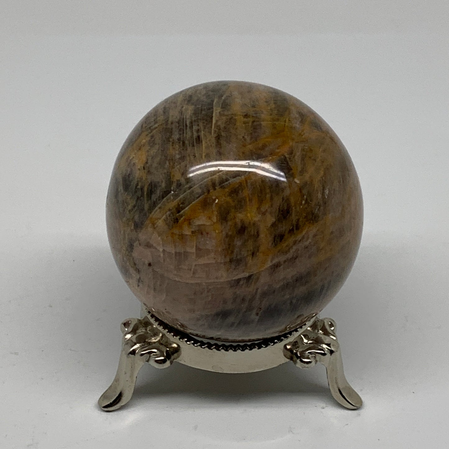 0.69 lbs, 2.4"(62mm), Black Moonstone Sphere Ball Gemstone Polished, B37536