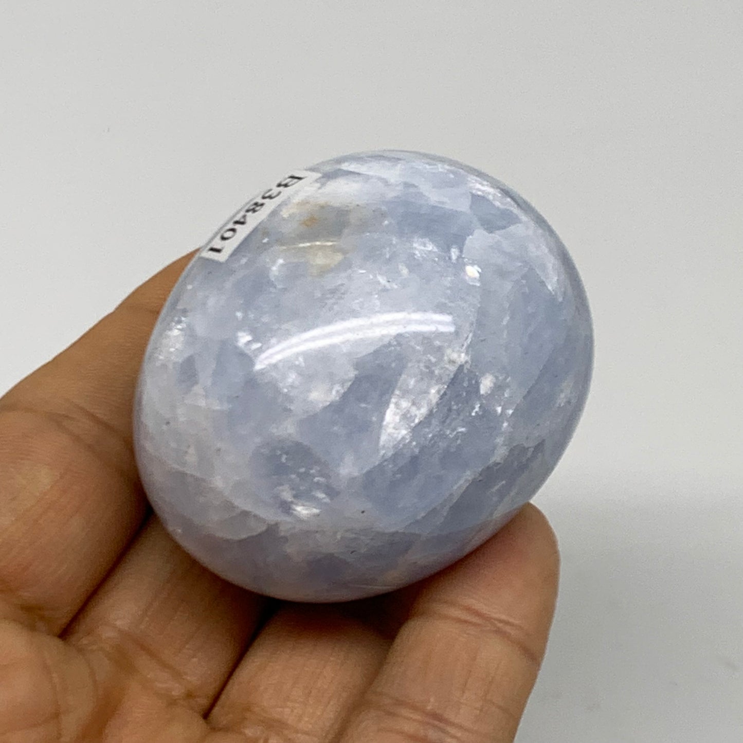 132.9g, 2"x1.7", Natural Blue Calcite Egg Polished Crystal @Madagascar, B38401