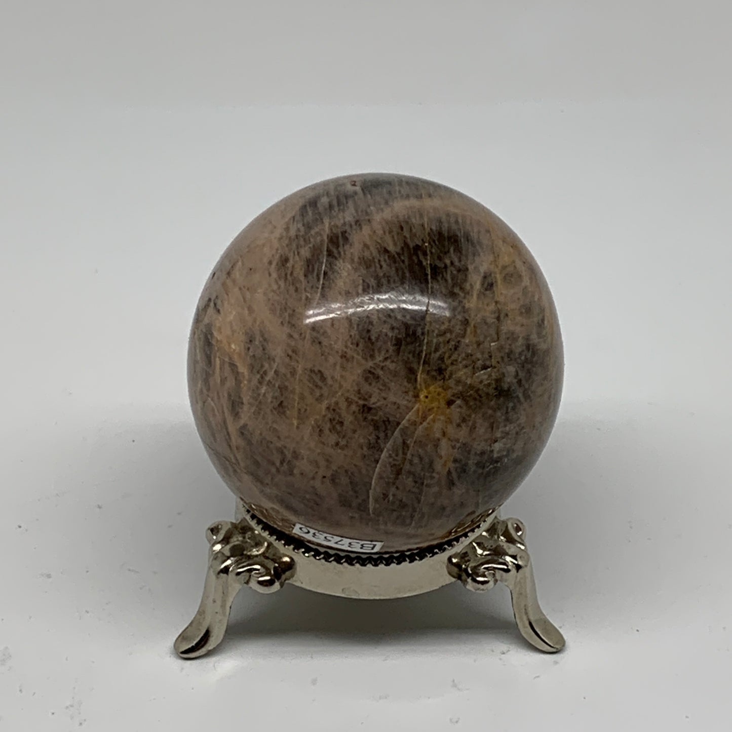 0.69 lbs, 2.4"(62mm), Black Moonstone Sphere Ball Gemstone Polished, B37536
