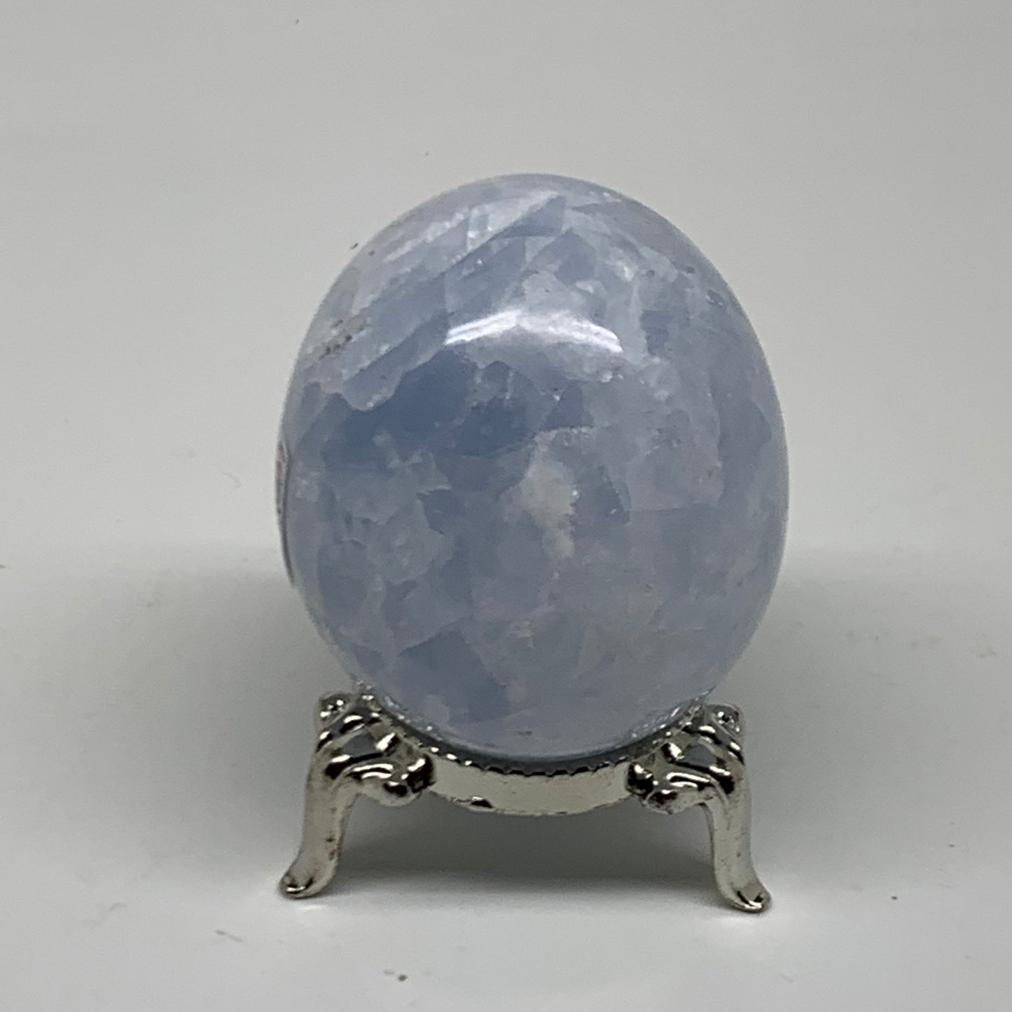 132.9g, 2"x1.7", Natural Blue Calcite Egg Polished Crystal @Madagascar, B38401