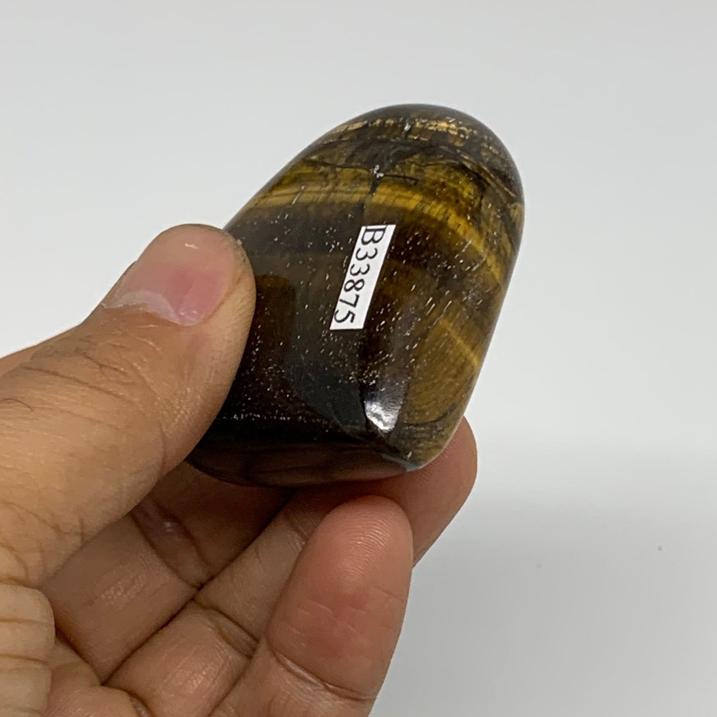 80.6g, 2"x2.1"x0.8", Tiger's Eye Heart Polished Healing Crystal @India, B33875