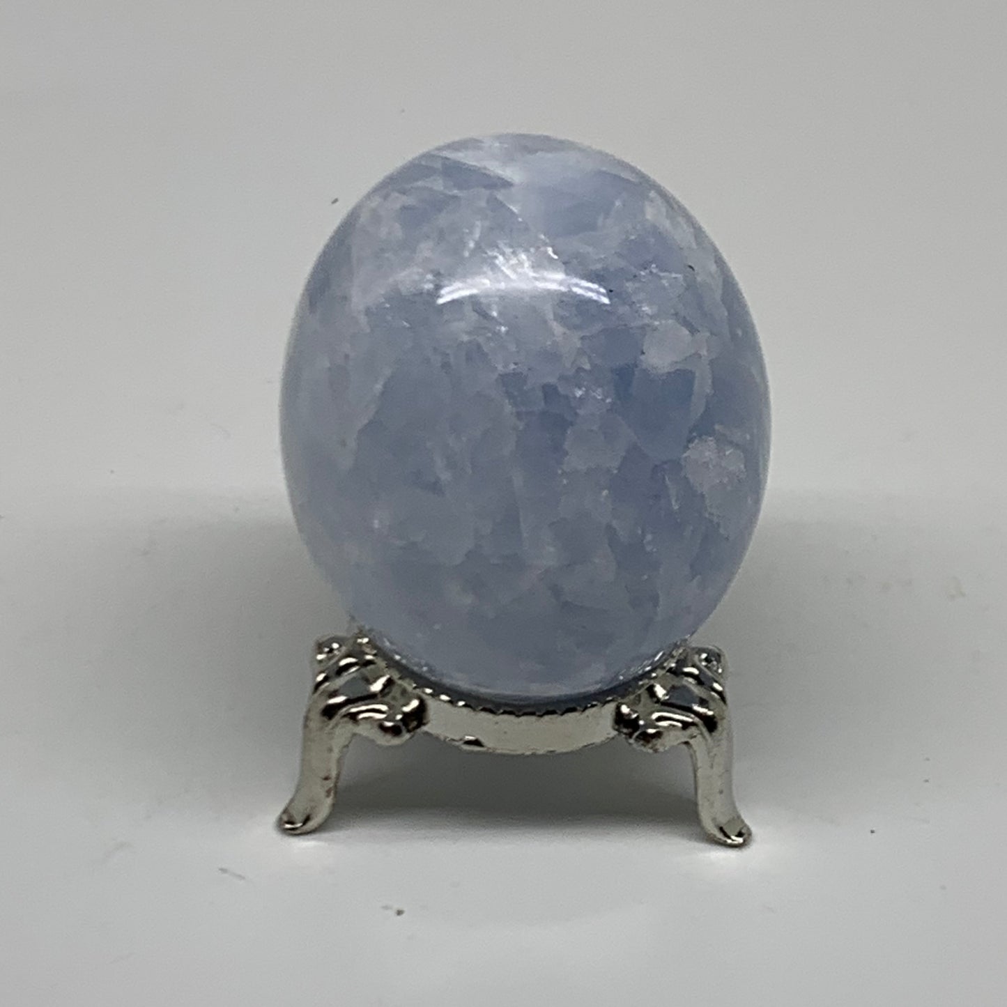 132.9g, 2"x1.7", Natural Blue Calcite Egg Polished Crystal @Madagascar, B38401