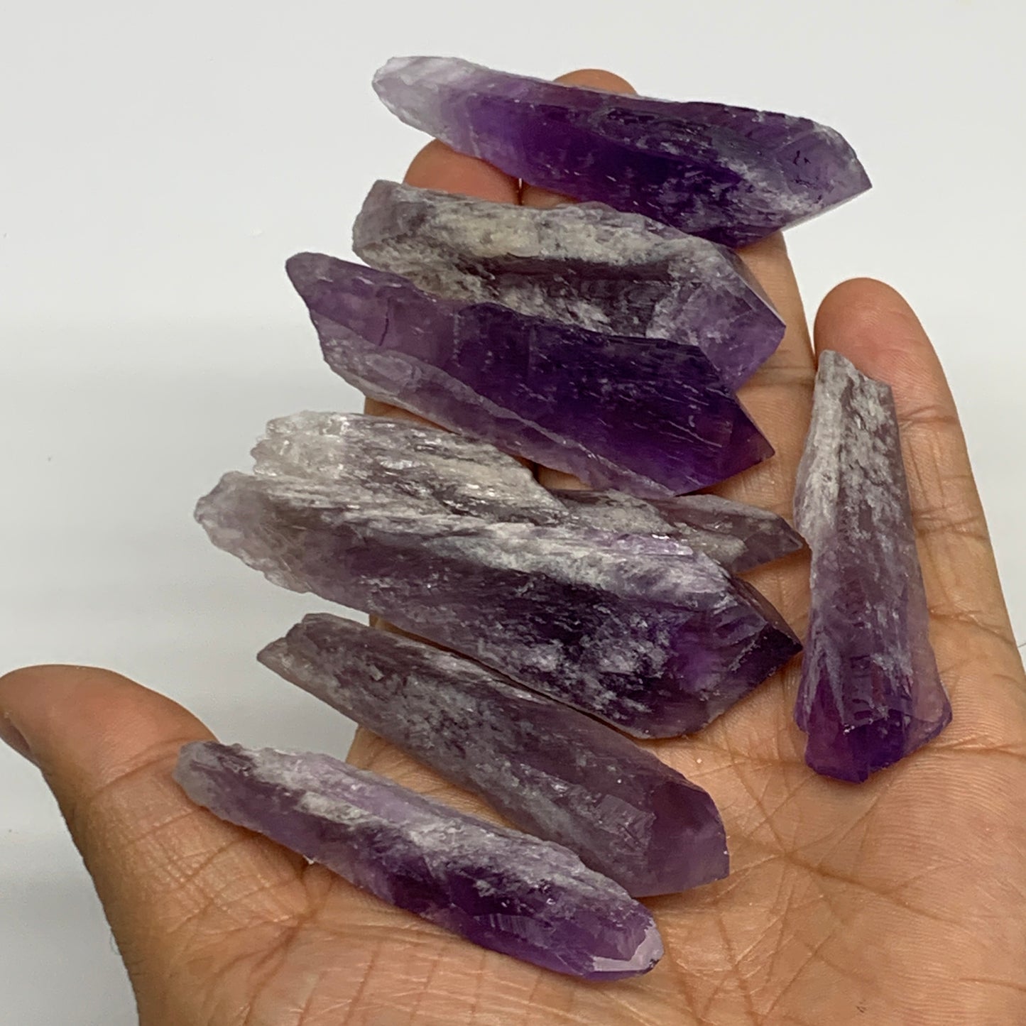 125.3g, 2.2" - 2.9", 8pcs, Amethyst Point Polished Rough lower part @Brazil, B28
