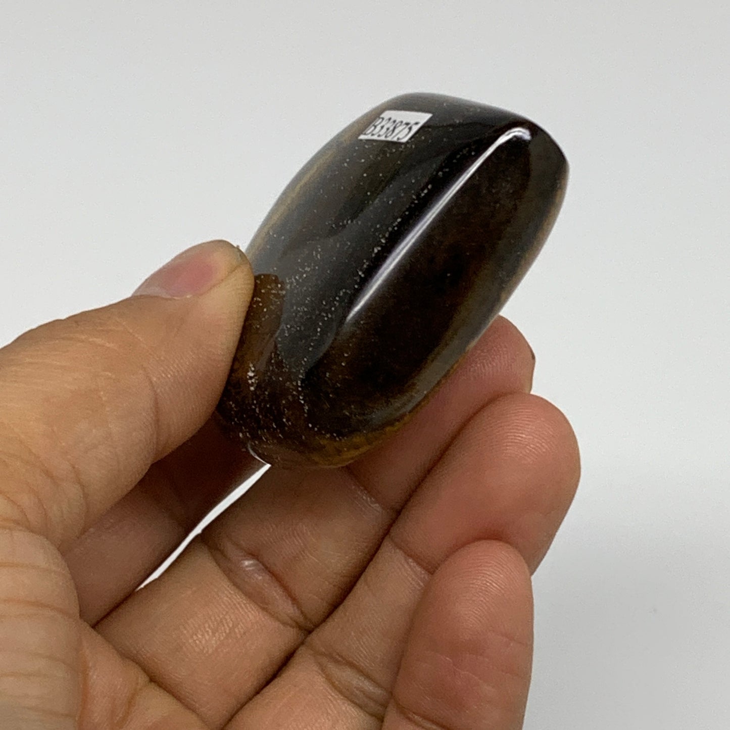 80.6g, 2"x2.1"x0.8", Tiger's Eye Heart Polished Healing Crystal @India, B33875