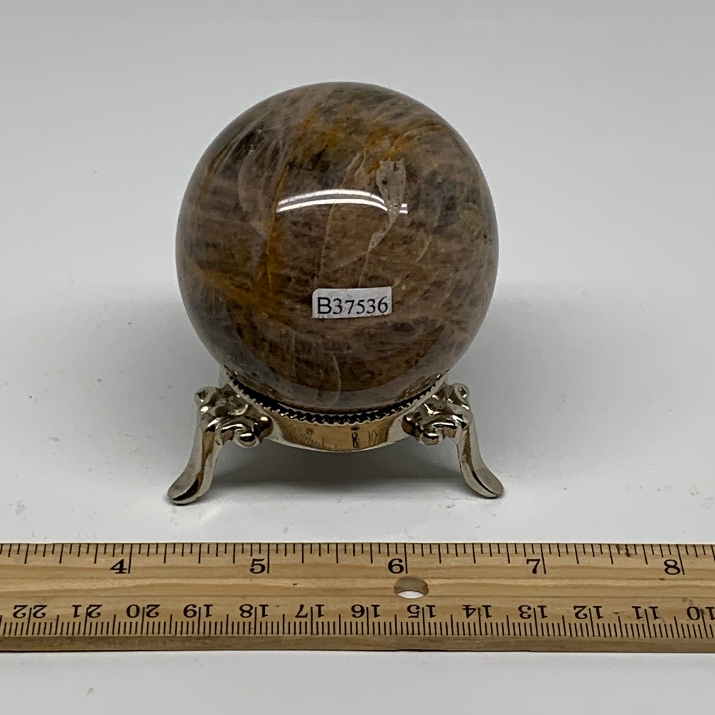 0.69 lbs, 2.4"(62mm), Black Moonstone Sphere Ball Gemstone Polished, B37536