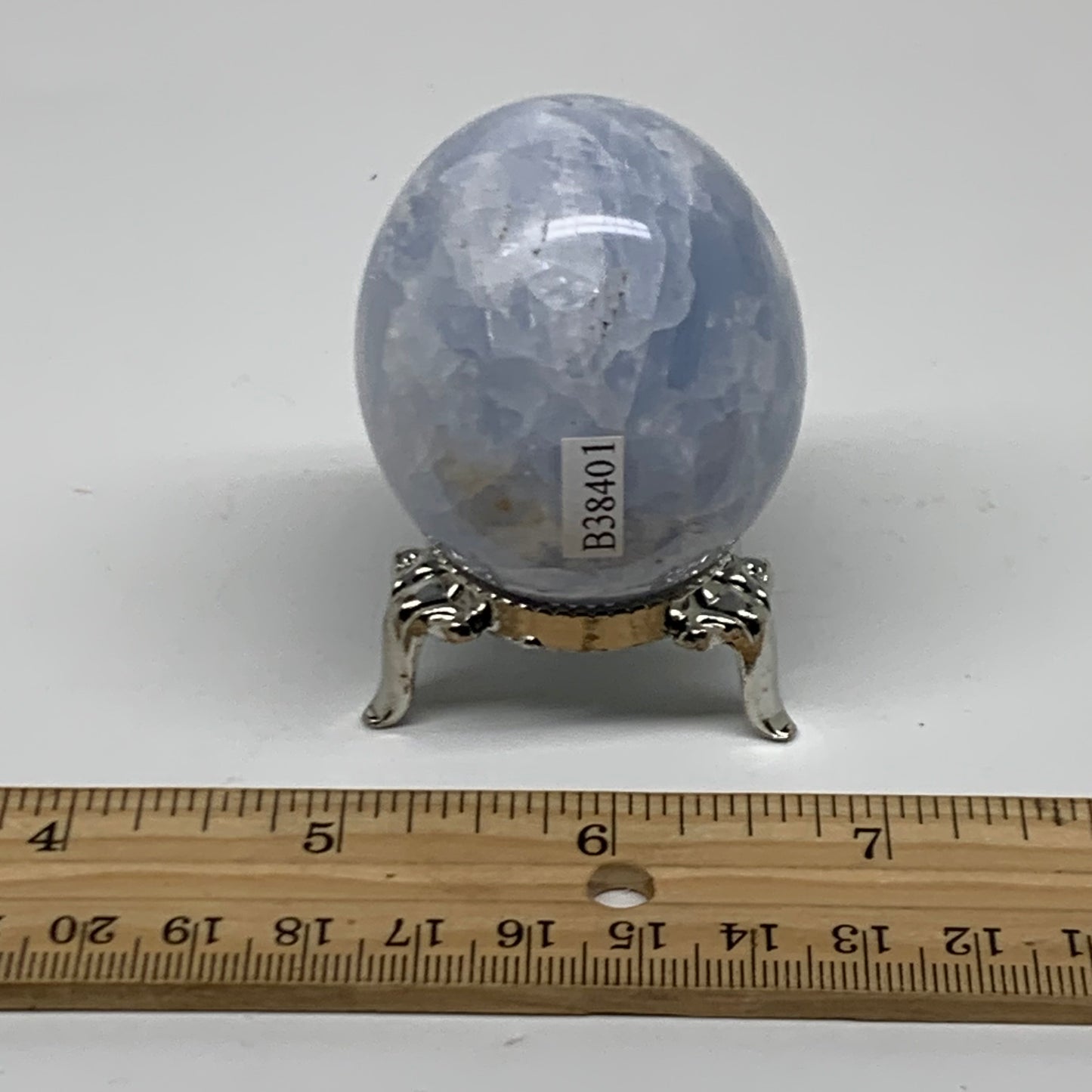 132.9g, 2"x1.7", Natural Blue Calcite Egg Polished Crystal @Madagascar, B38401
