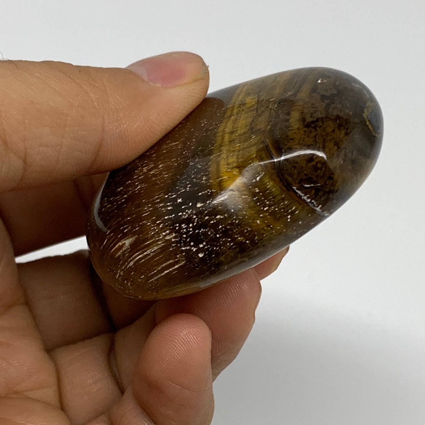 80.6g, 2"x2.1"x0.8", Tiger's Eye Heart Polished Healing Crystal @India, B33875