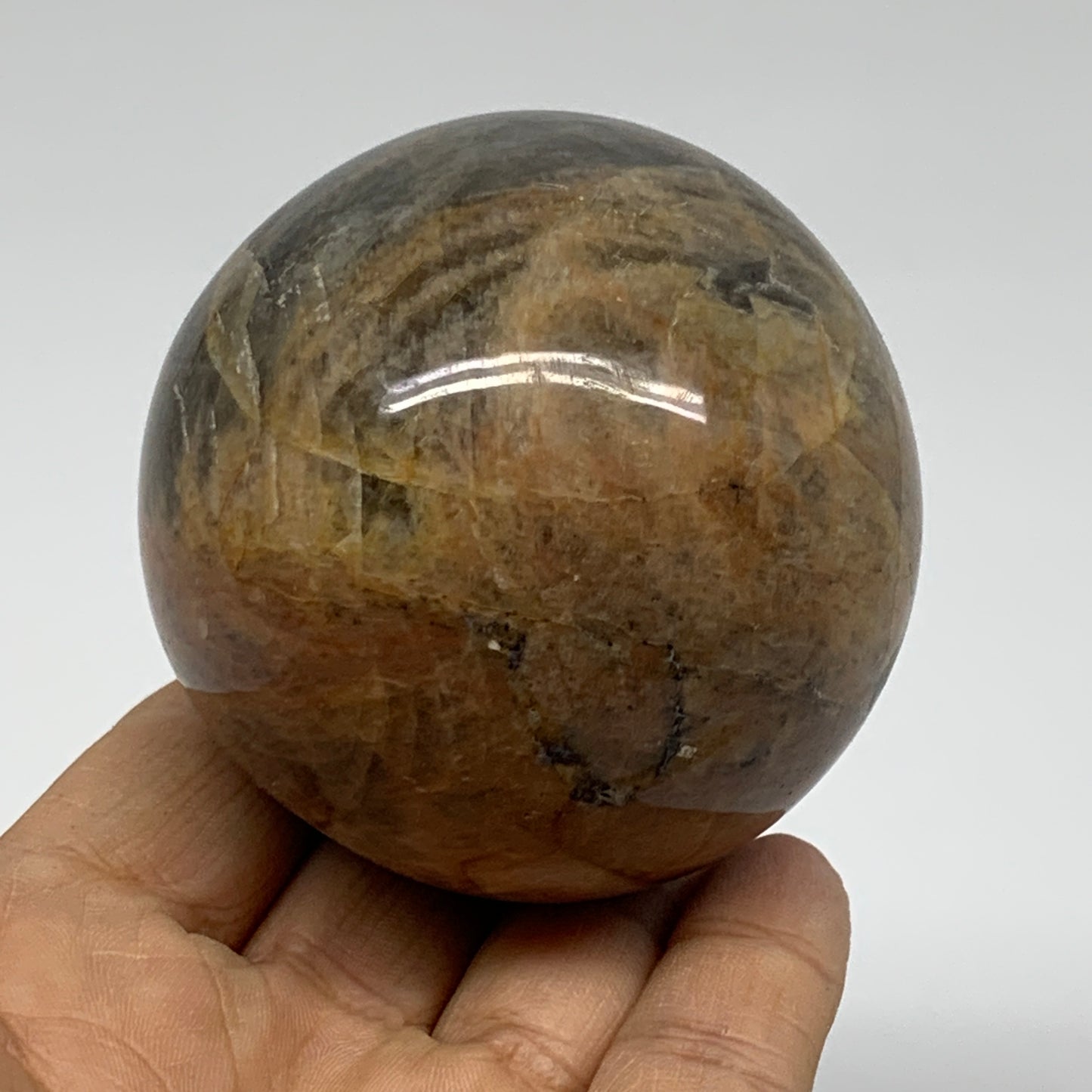 0.74 lbs, 2.5"(63mm), Black Moonstone Sphere Ball Gemstone Polished, B37537
