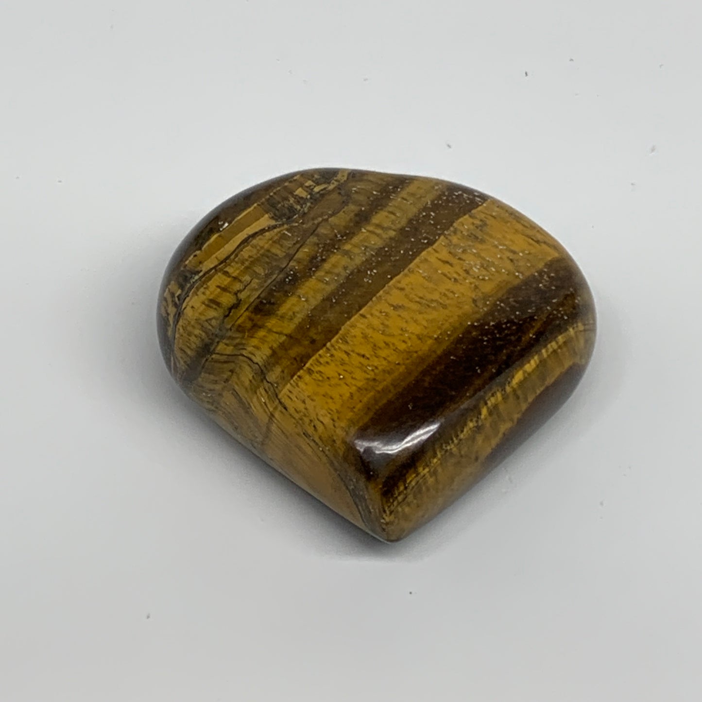 80.6g, 2"x2.1"x0.8", Tiger's Eye Heart Polished Healing Crystal @India, B33875