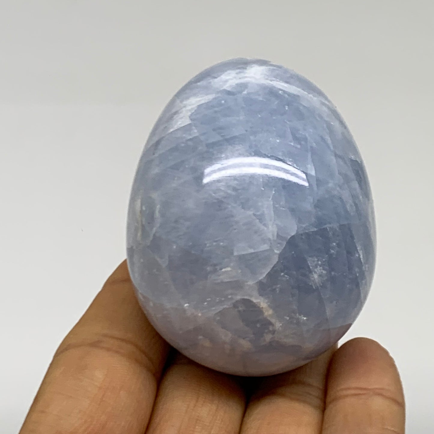 178.8g, 2.3"x1.8", Natural Blue Calcite Egg Polished Crystal @Madagascar, B38402