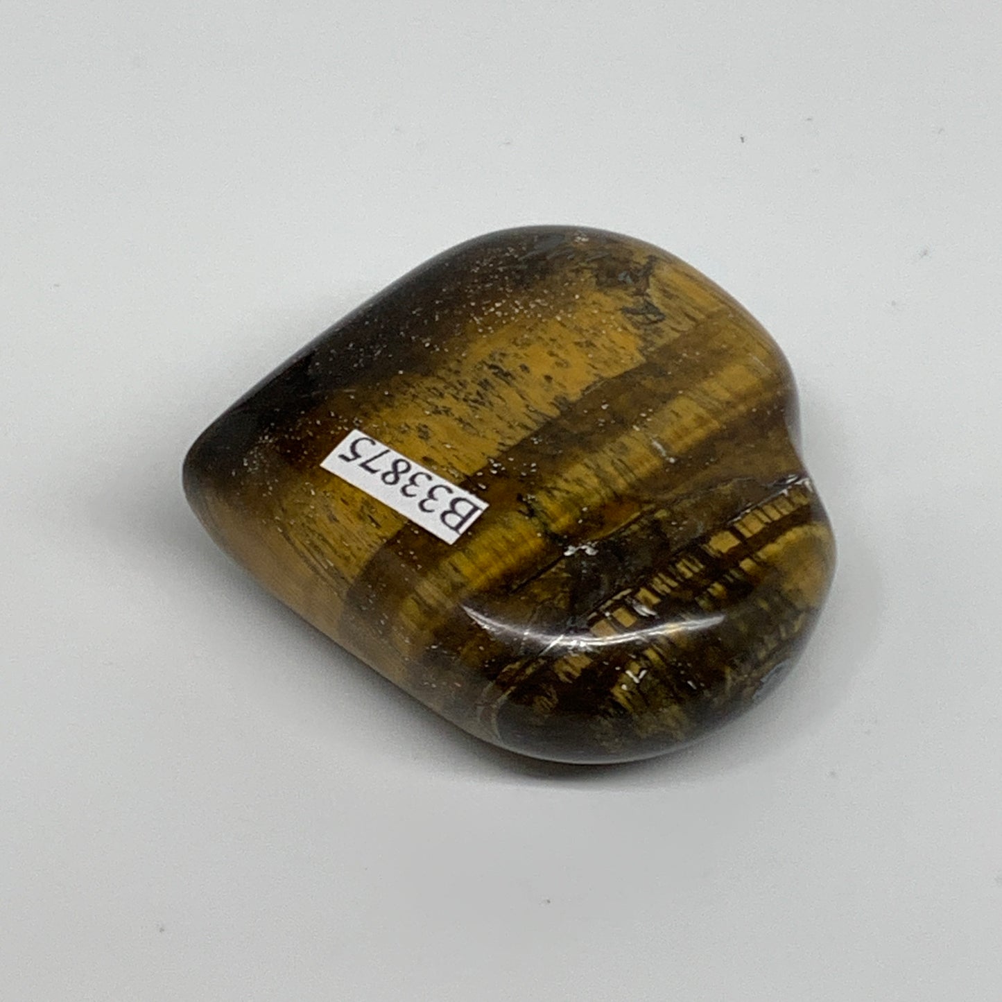 80.6g, 2"x2.1"x0.8", Tiger's Eye Heart Polished Healing Crystal @India, B33875