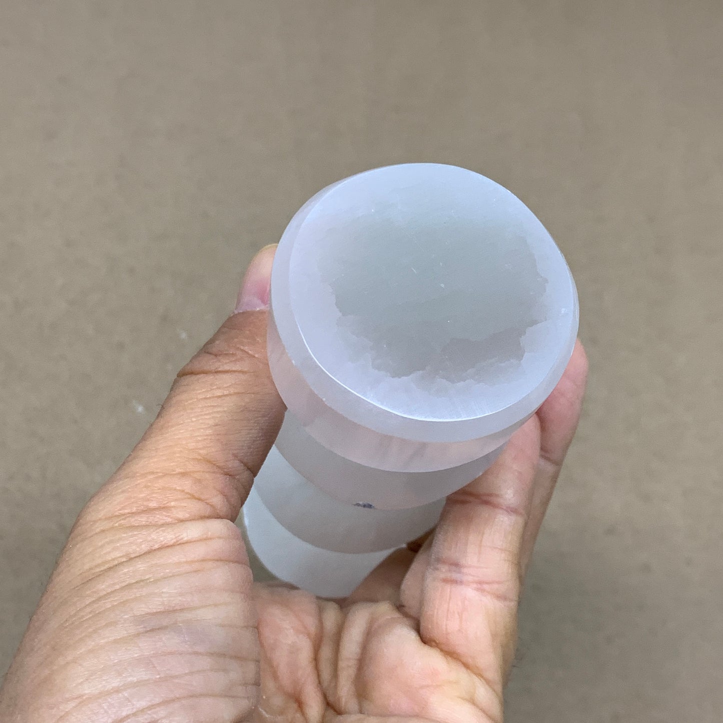 0.83 lbs.,7.25"x1.8", Selenite Spiral Crystal Tower Wand Point, B36622