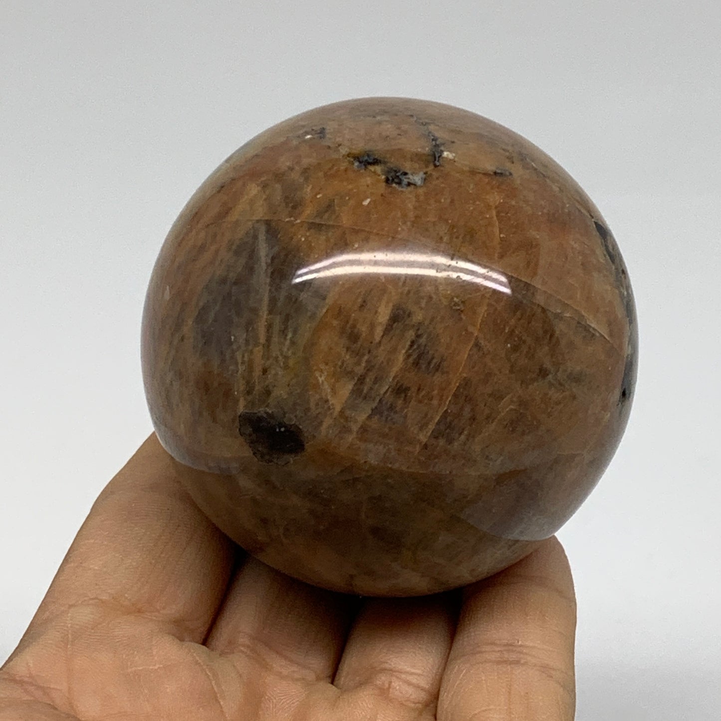 0.74 lbs, 2.5"(63mm), Black Moonstone Sphere Ball Gemstone Polished, B37537