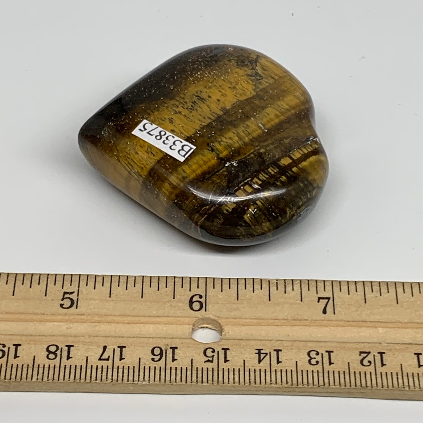 80.6g, 2"x2.1"x0.8", Tiger's Eye Heart Polished Healing Crystal @India, B33875