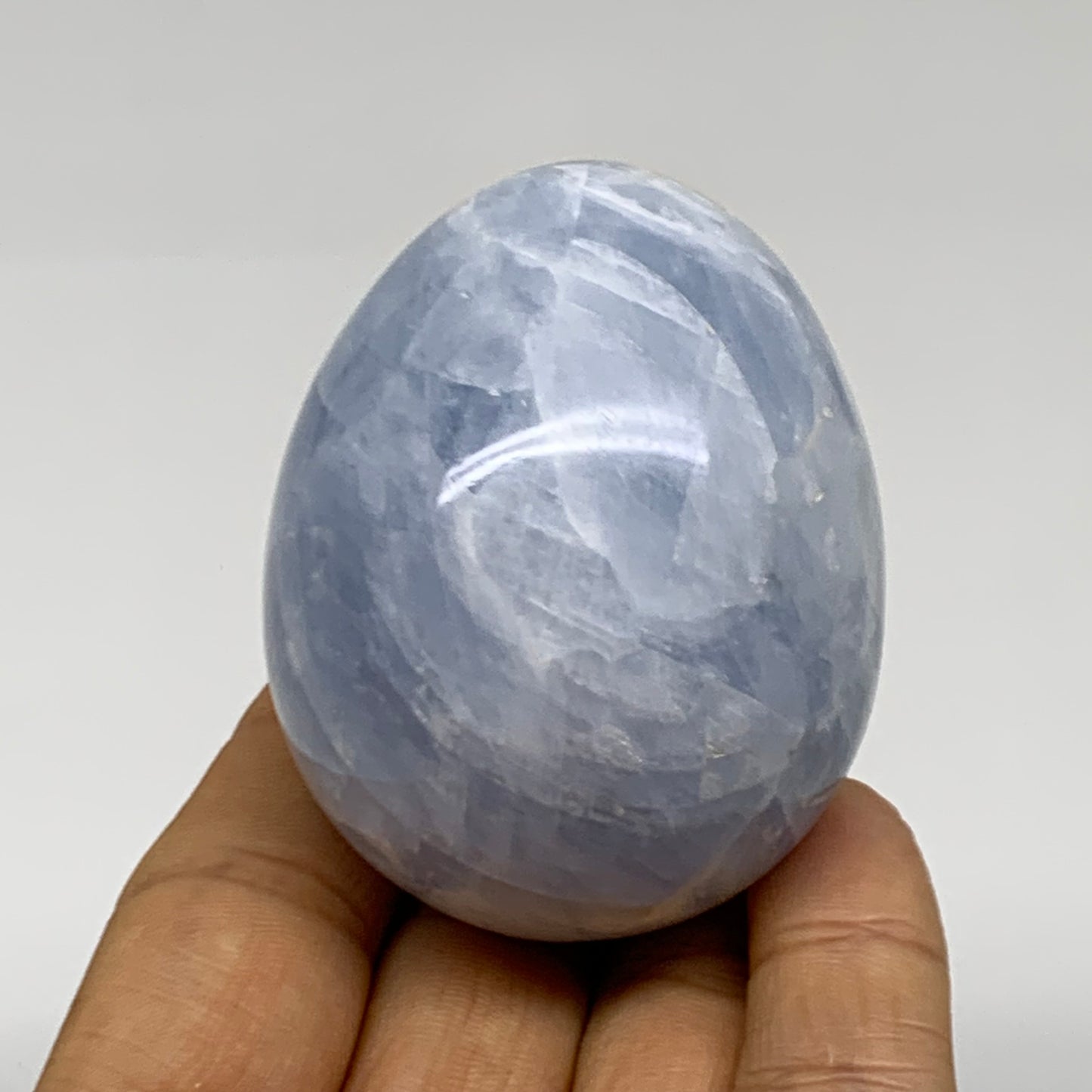 178.8g, 2.3"x1.8", Natural Blue Calcite Egg Polished Crystal @Madagascar, B38402