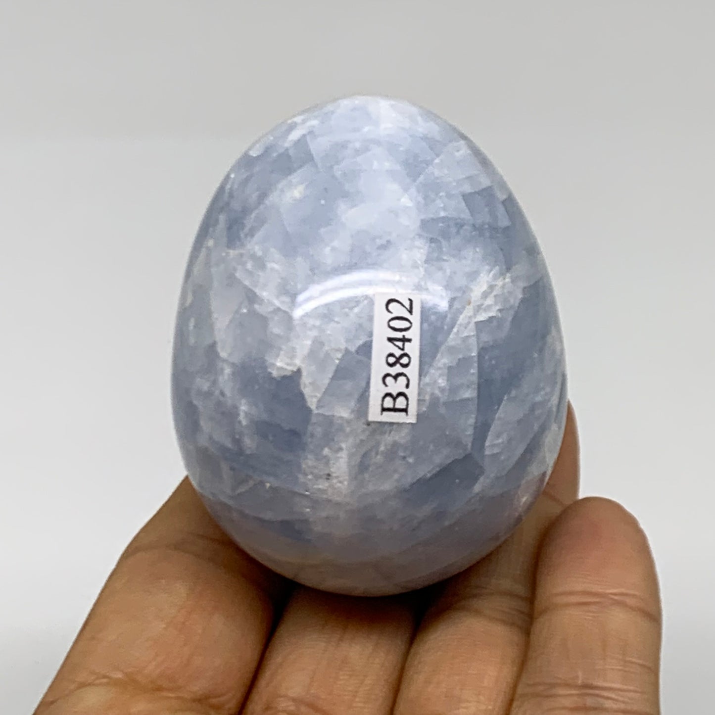 178.8g, 2.3"x1.8", Natural Blue Calcite Egg Polished Crystal @Madagascar, B38402
