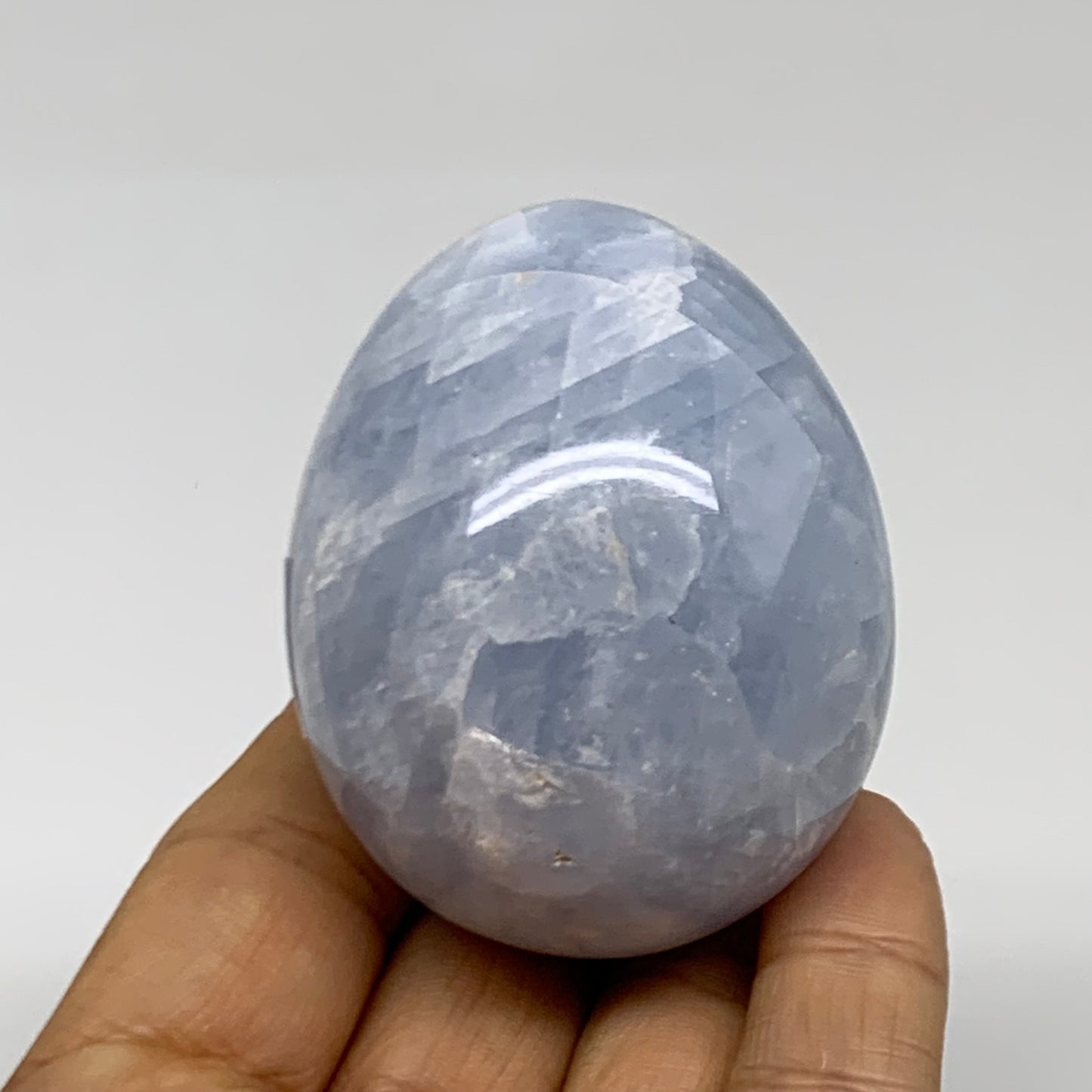 178.8g, 2.3"x1.8", Natural Blue Calcite Egg Polished Crystal @Madagascar, B38402