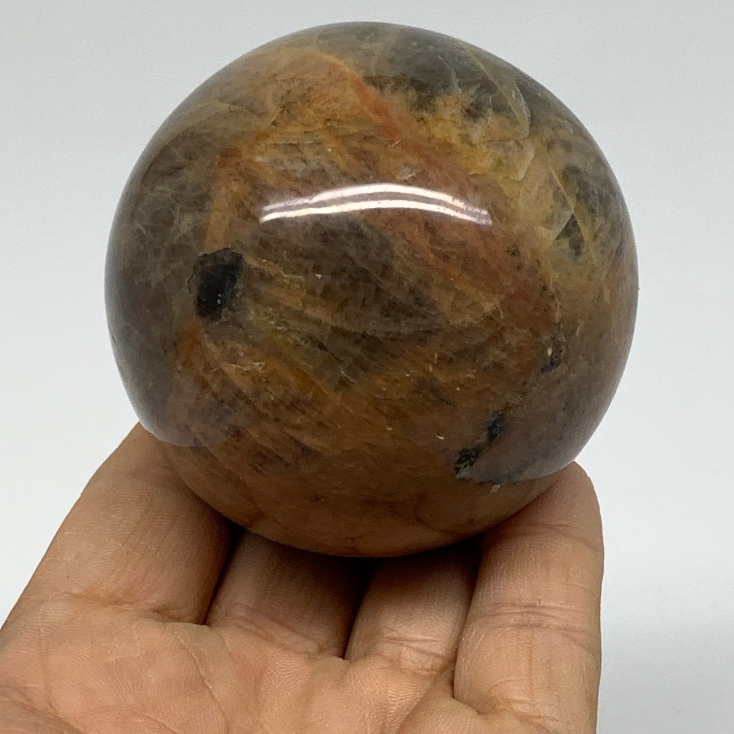 0.74 lbs, 2.5"(63mm), Black Moonstone Sphere Ball Gemstone Polished, B37537