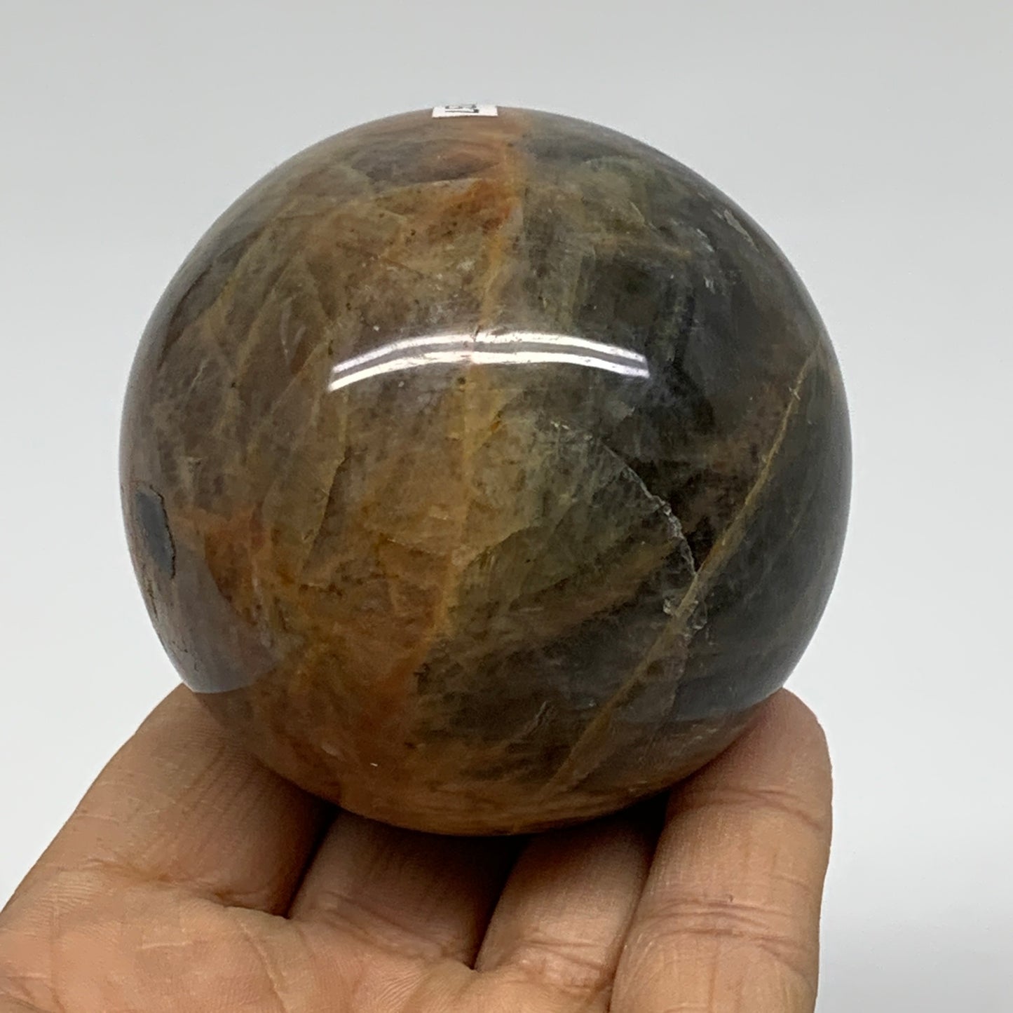 0.74 lbs, 2.5"(63mm), Black Moonstone Sphere Ball Gemstone Polished, B37537