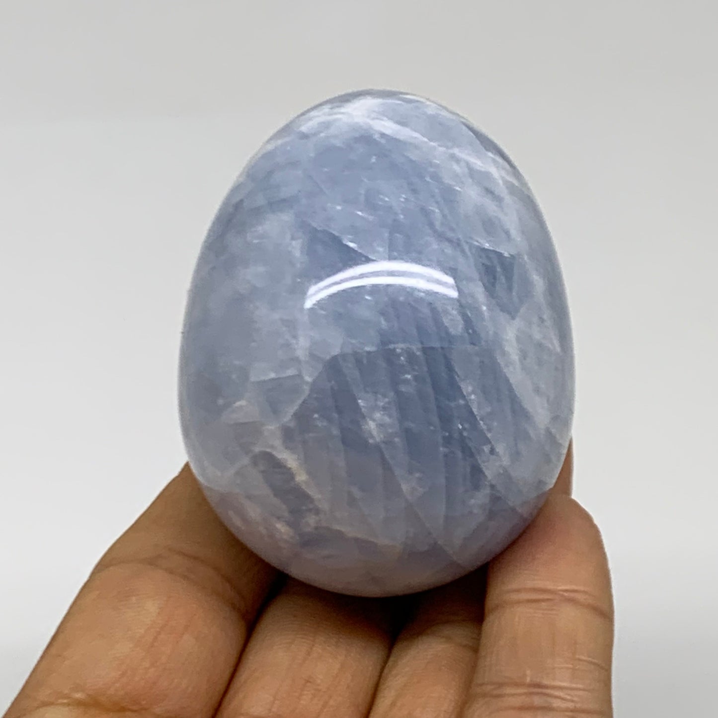 178.8g, 2.3"x1.8", Natural Blue Calcite Egg Polished Crystal @Madagascar, B38402