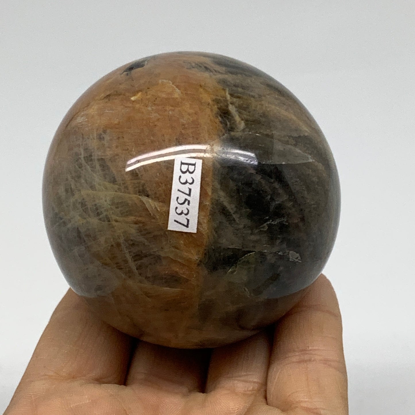 0.74 lbs, 2.5"(63mm), Black Moonstone Sphere Ball Gemstone Polished, B37537