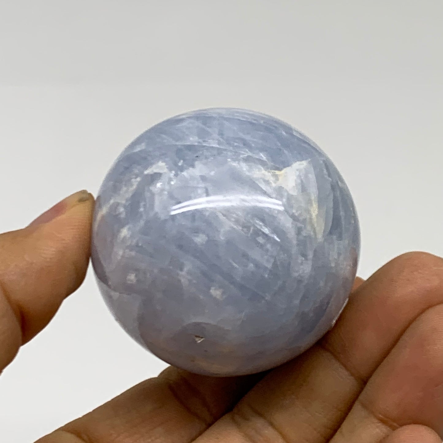 178.8g, 2.3"x1.8", Natural Blue Calcite Egg Polished Crystal @Madagascar, B38402