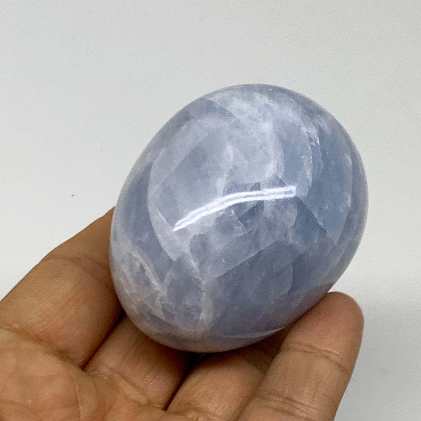 178.8g, 2.3"x1.8", Natural Blue Calcite Egg Polished Crystal @Madagascar, B38402
