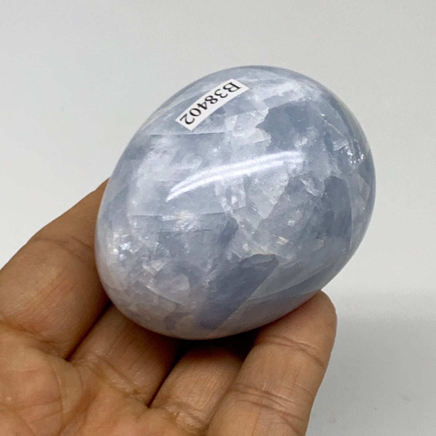 178.8g, 2.3"x1.8", Natural Blue Calcite Egg Polished Crystal @Madagascar, B38402