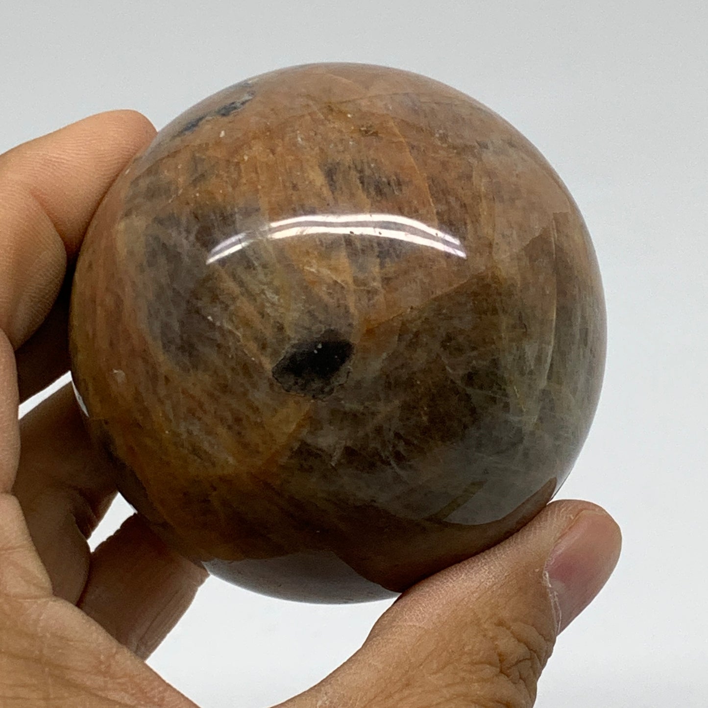 0.74 lbs, 2.5"(63mm), Black Moonstone Sphere Ball Gemstone Polished, B37537