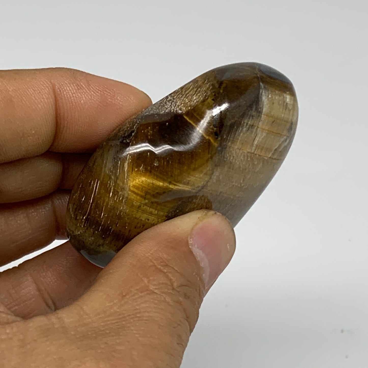 86.3g, 2.2"x2.3"x0.8", Tiger's Eye Heart Polished Healing Crystal @India, B33876