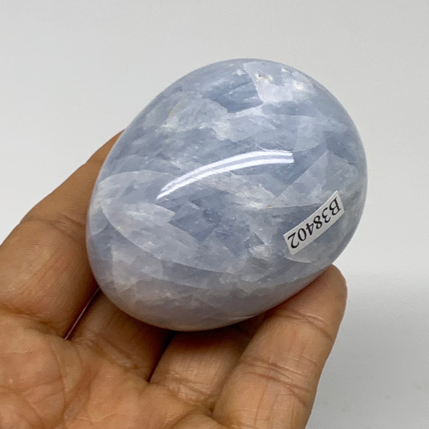 178.8g, 2.3"x1.8", Natural Blue Calcite Egg Polished Crystal @Madagascar, B38402
